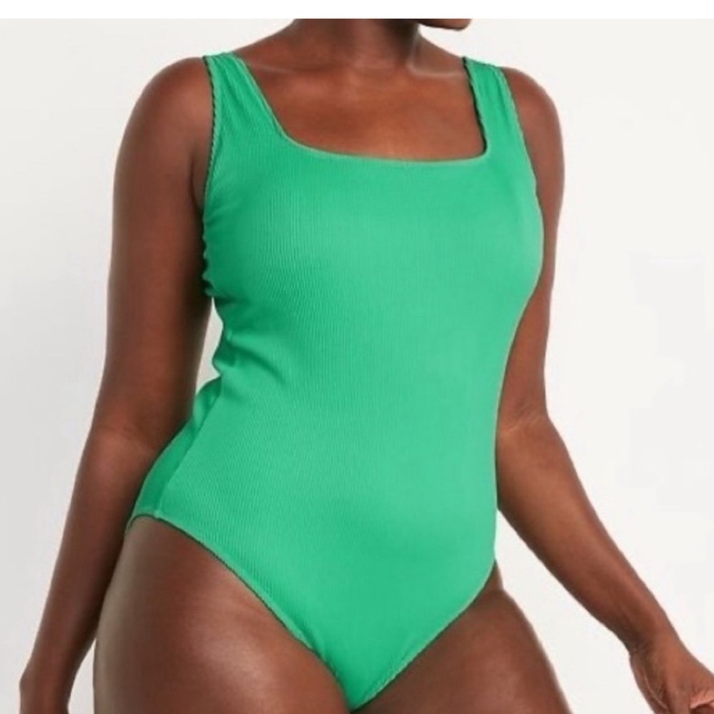 Old Navy Green Ribbed One-Piece Swimsuit